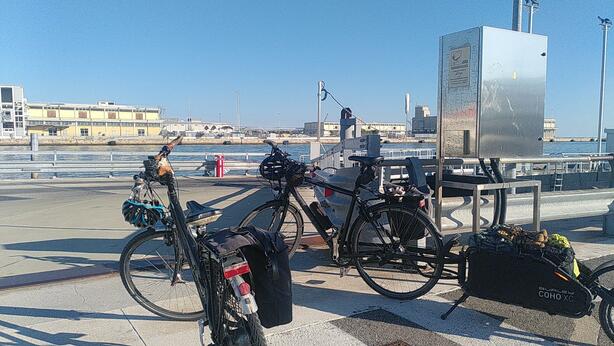 The bikes waiting for the ferry to the Lido of Venice